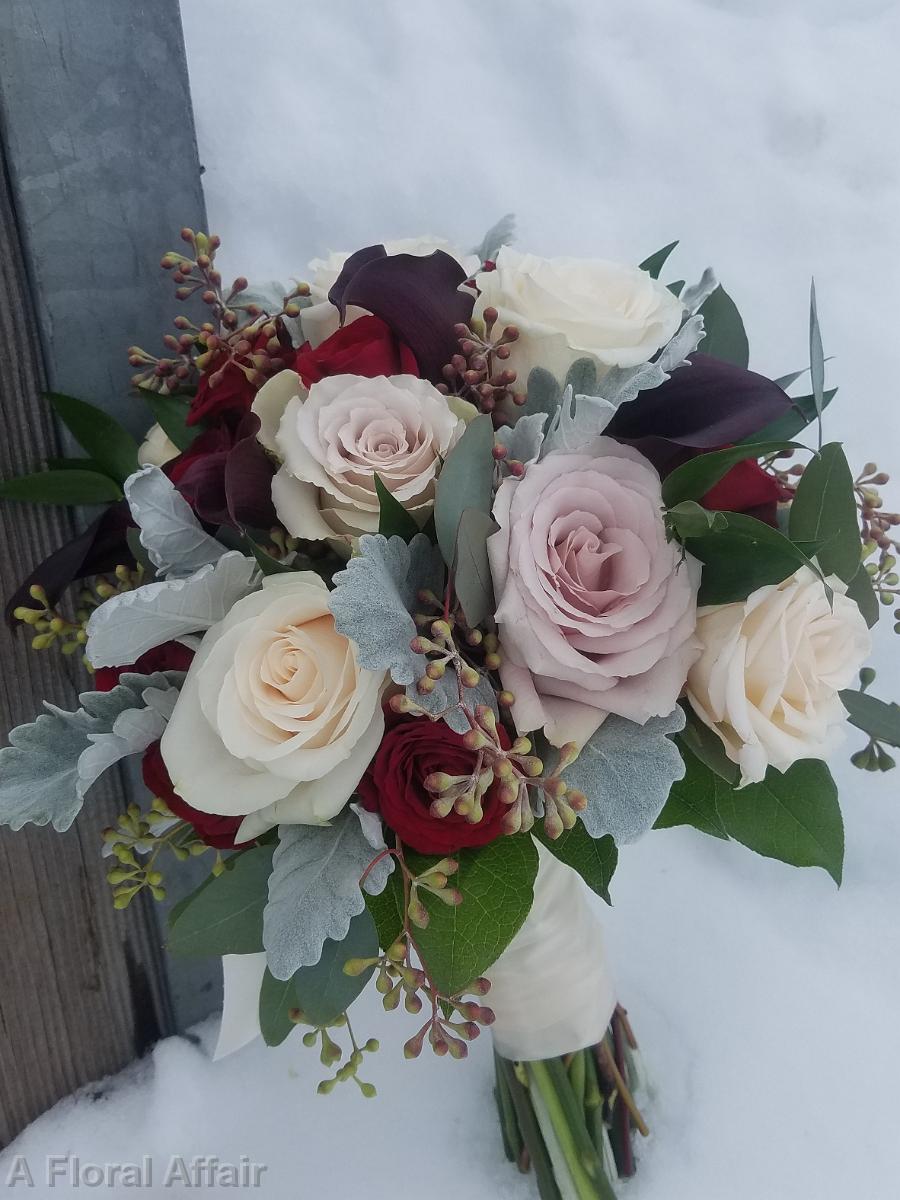 BB1405-Winter Red, Wine and White Wedding Bouquetjpg