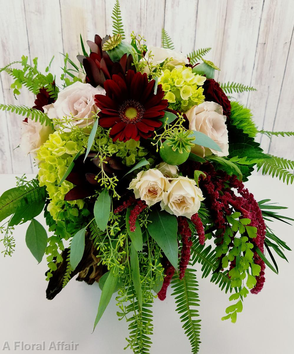 BB1411-Natural Sangria and Blush and Green Bridal Bouquet