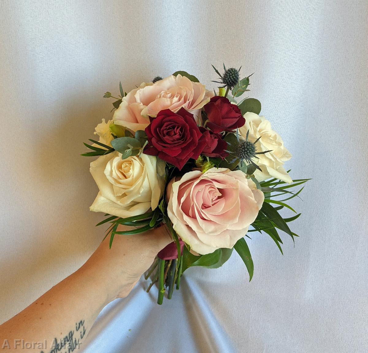 BB1673- Blush and Burgundy Bridesmaid Bouquet