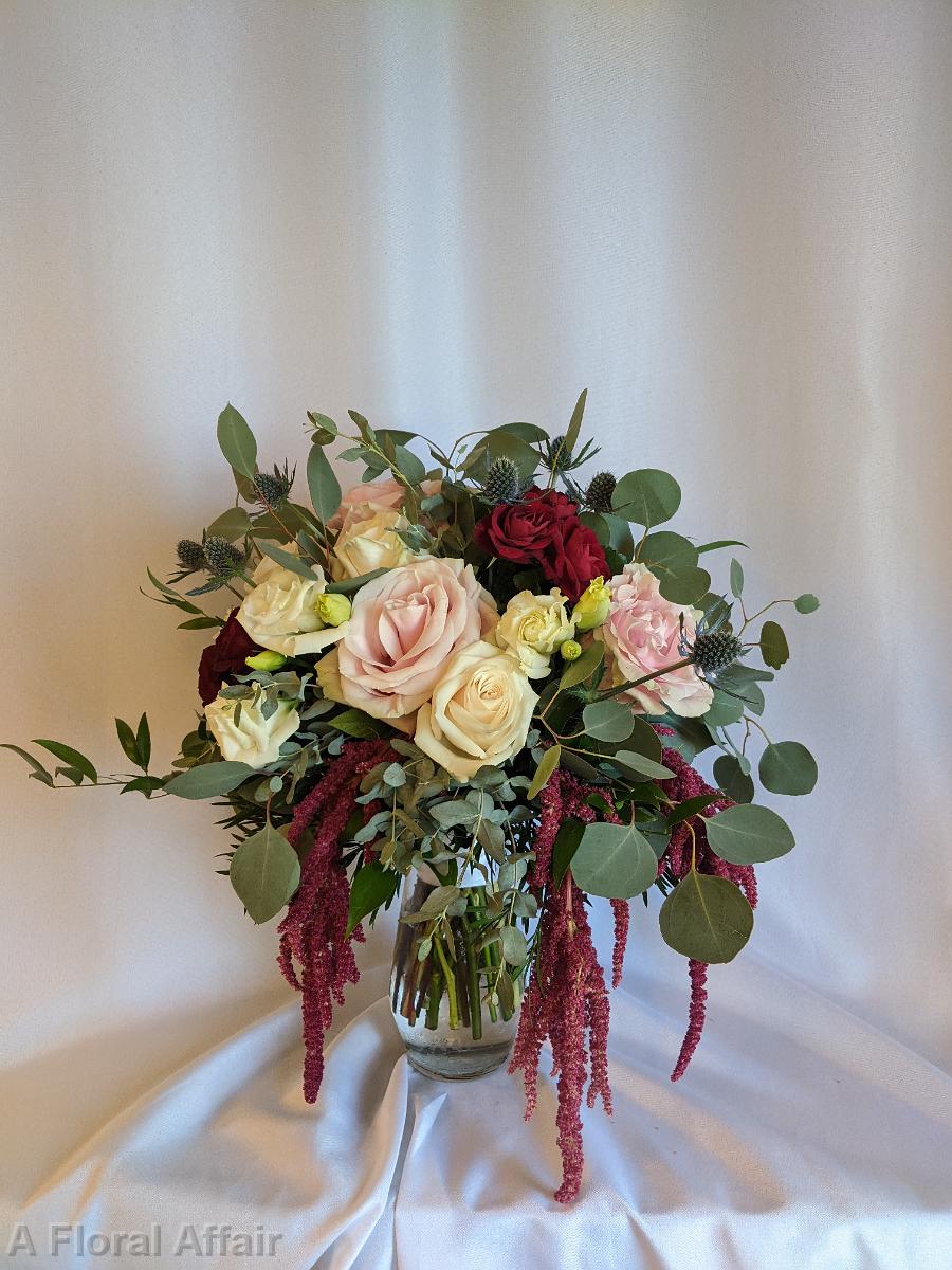 BB1674- Loose Draping Burgundy Bridal Bouquet