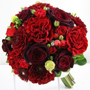 BB0879-Red Garden Rose and Dahlia Bouquet