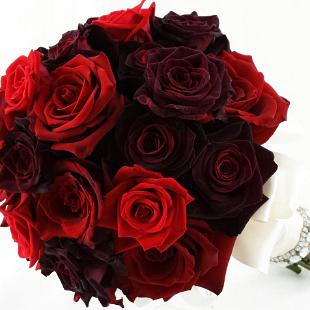 BB0956-Elegant Red Rose and Rhinestone Brides Bouquet