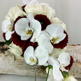 BB1149-Red and White Phalaenopsis Brides Bouquet