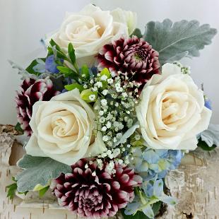 BB1150-Vintage Blues and Red Hand Tied Bouquet