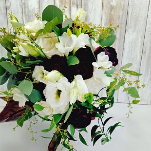 BB1350-Wine and White English Garden Bouquet