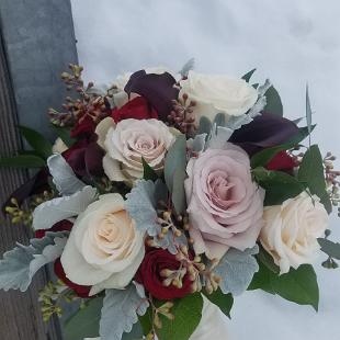 BB1405-Winter Red, Wine and White Wedding Bouquetjpg