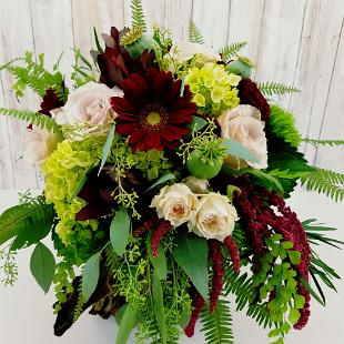 BB1411-Natural Sangria and Blush and Green Bridal Bouquet