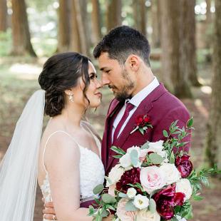 BB1693 - Burgundy and Blush Horizonal Bridal Bouquet