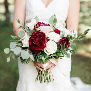 BB1694 - Burgundy and Blush Horizonal Bridal Bouquet