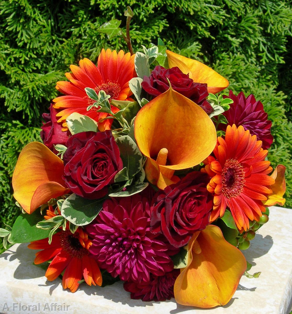 BB0009-Deep Orange and Merlot Summer Bouquet