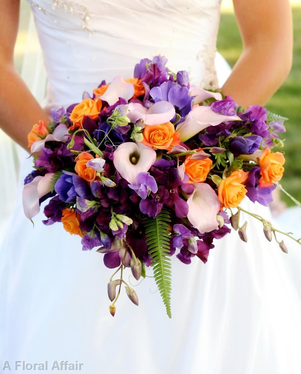 BB0148-Purple and Orange Garden Brides Bouquet