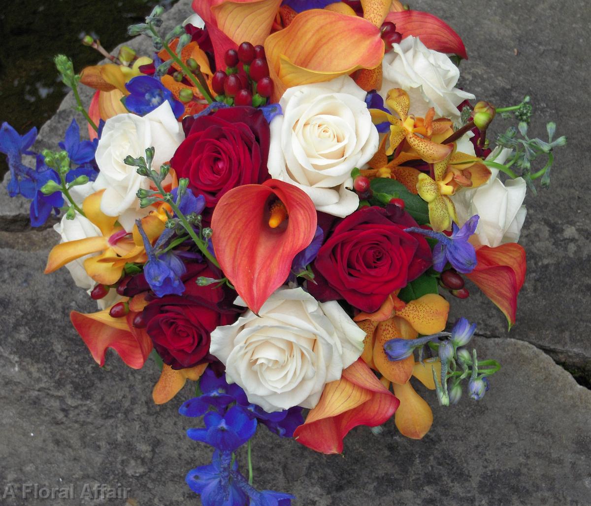 BB0320-Red and Gold Summer Brides Bouquet