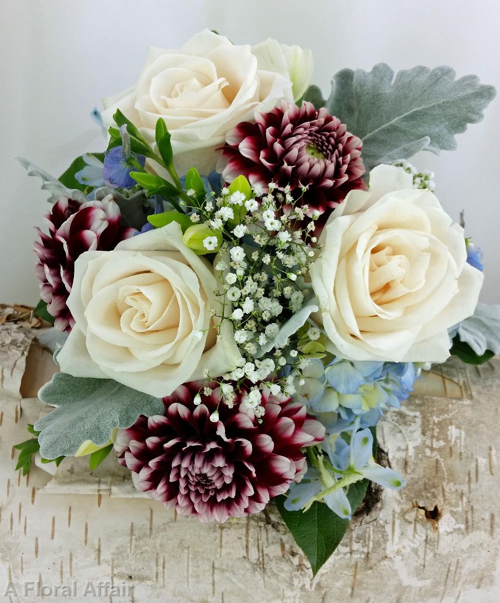BB1150-Vintage Blues and Red Hand Tied Bouquet
