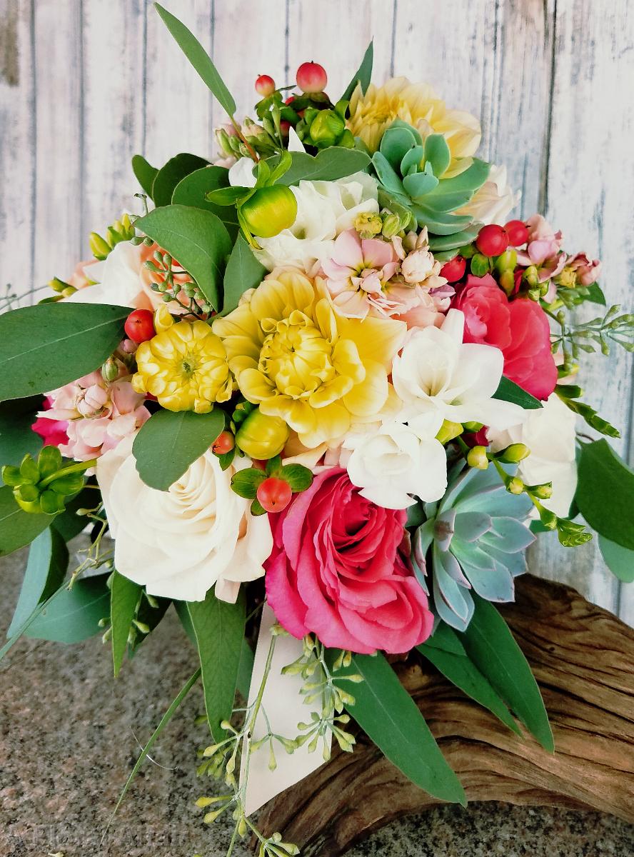 BB1388-Summer Succulant and Dahlia Wedding Bouquetjpg