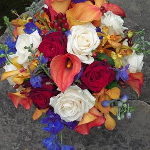 BB0320-Red and Gold Summer Brides Bouquet