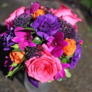 BB0369-Pink, Orange, and Purple Bridal Bouquet