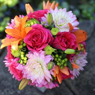 BB0439-Pink, Orange, and Green Bride's Bouquet