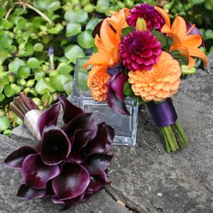 BB0500-Purple and Orange Lily Wedding Bouquets
