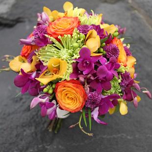 BB0542-Plum, Orange, and Green Bridal Bouquet