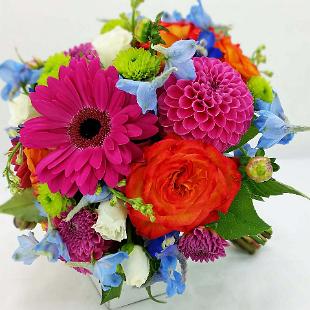 BB1227-Bright Magenta and Blue Brides Bouquet