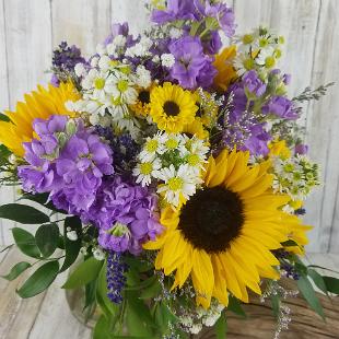 BB1484-Sunny Sunflower and Lavender Brides Bouquet
