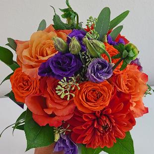 BB1562-Summer Orange and Purple Brides Bouquet
