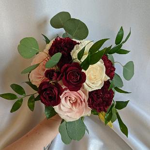 BB1668- Burgundy and Blush Bridesmaid Bouquet