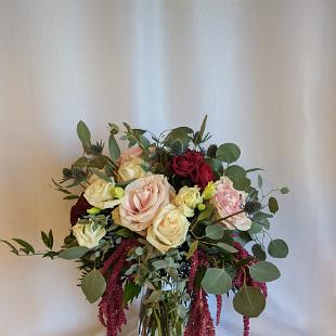 BB1674- Loose Draping Burgundy Bridal Bouquet