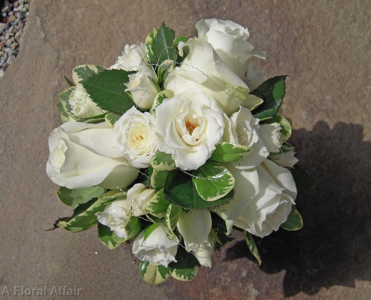BB0209-White Rose and Spray Rose Bridal Bouquet