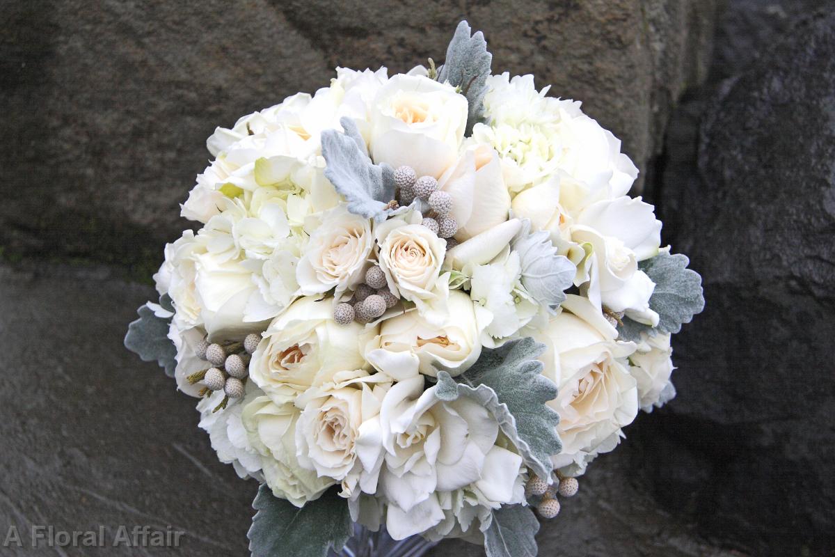 BB0855-White and Silver Brides Bouquet