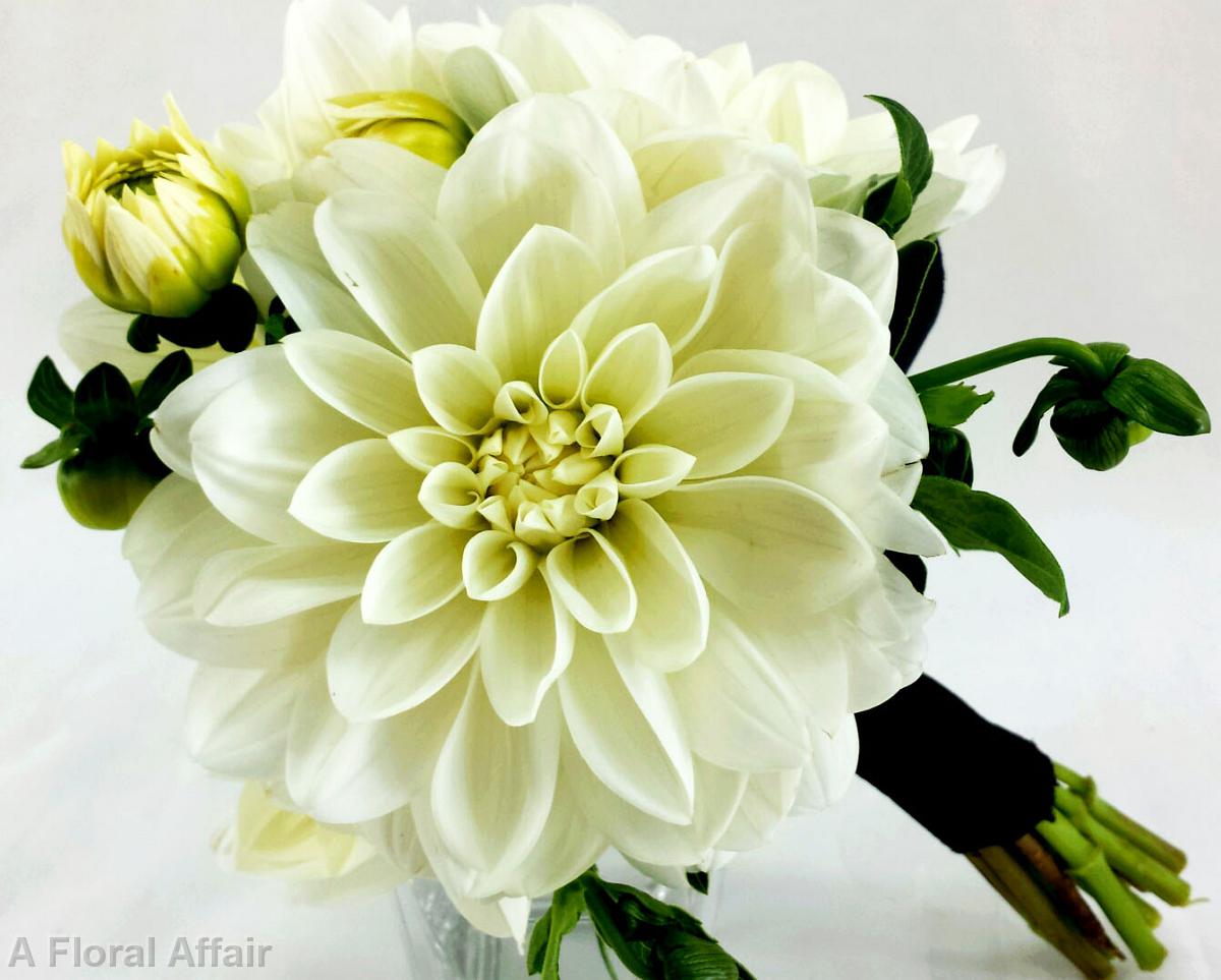 BB1006-White Dahlia Bridesmaids Bouquet