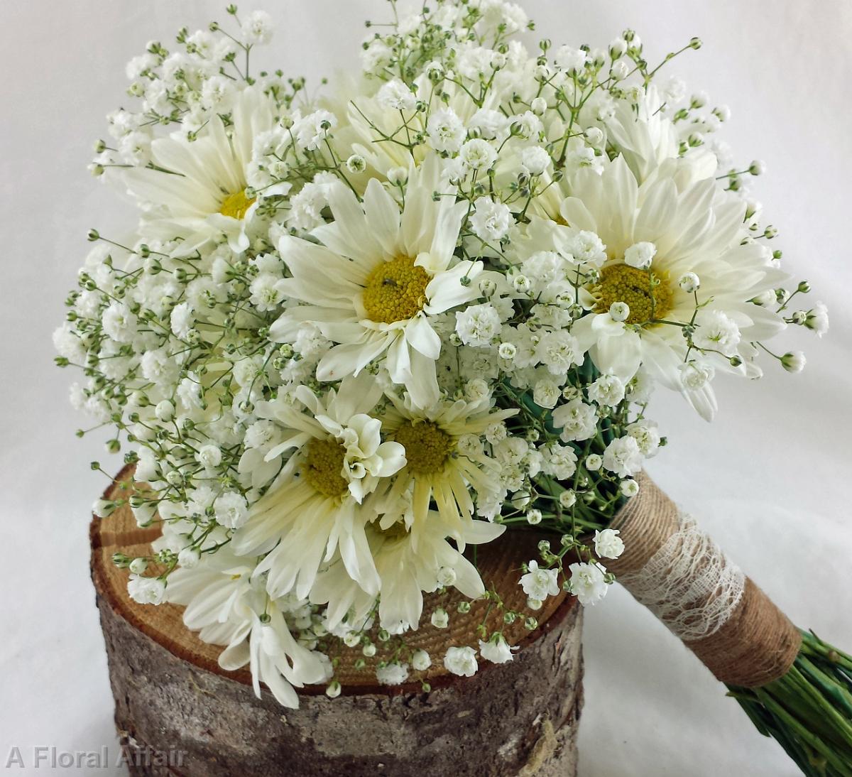 BB1027-White Daisy and Baby's Breath Brides Bouquet