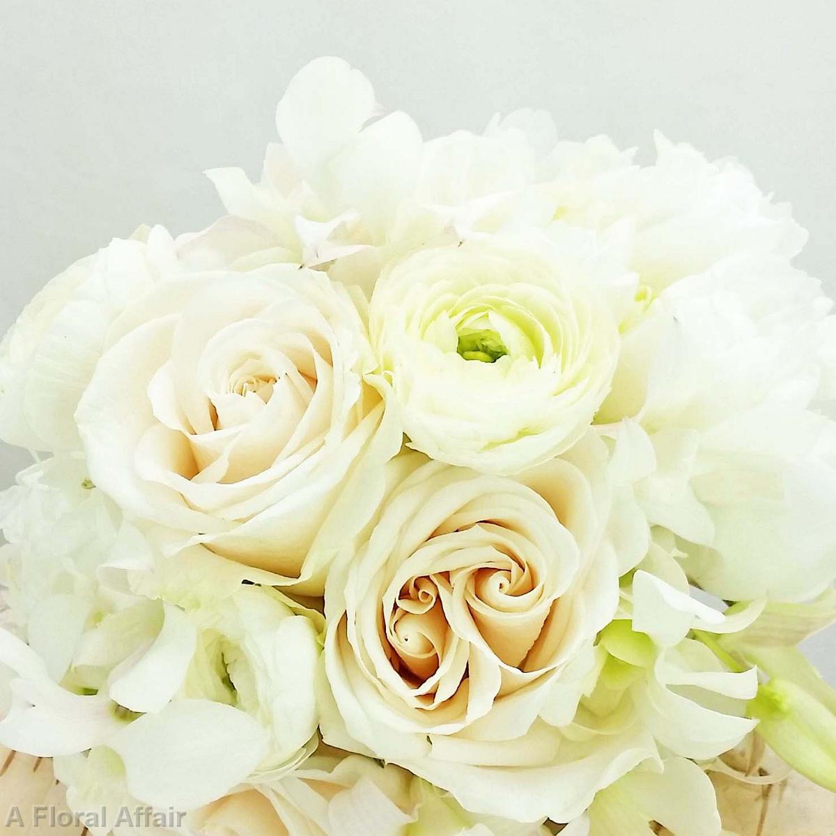BB1217-All White Wedding Bouquet