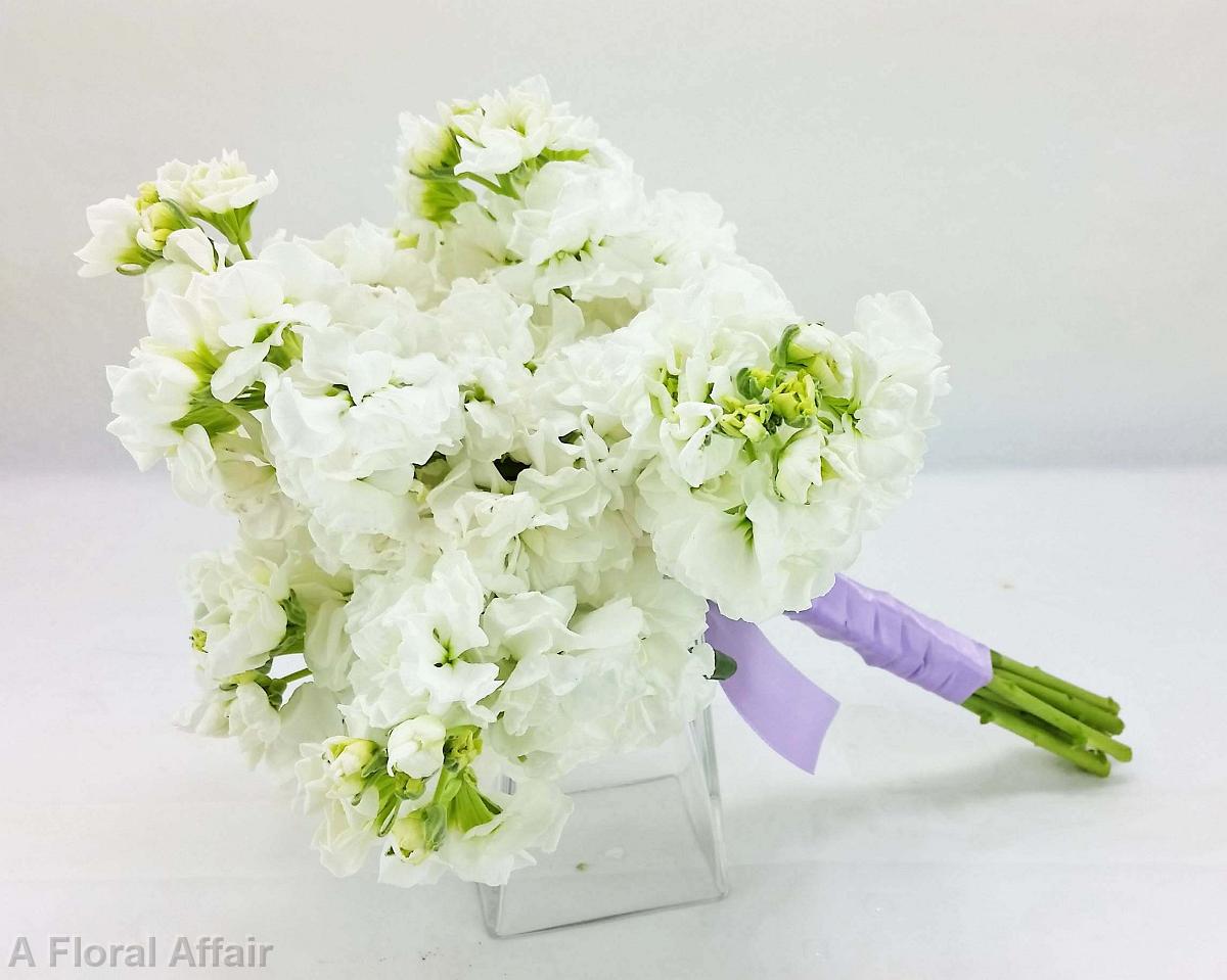 BB1228-Small White Stock Wedding Bouquet