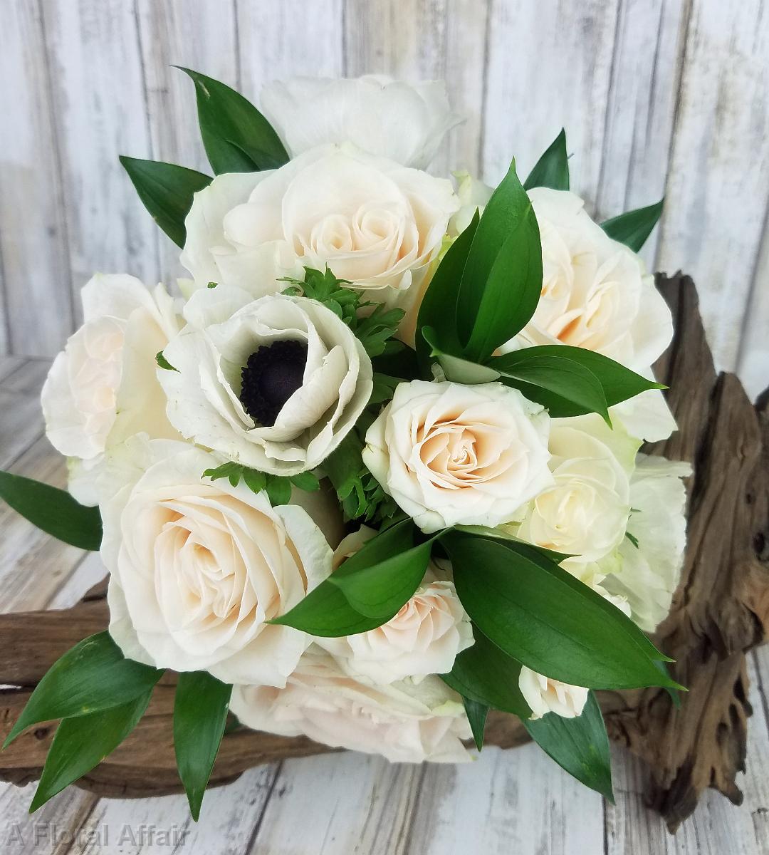 BB1406-White Anomie and Rose Brides Bouquet