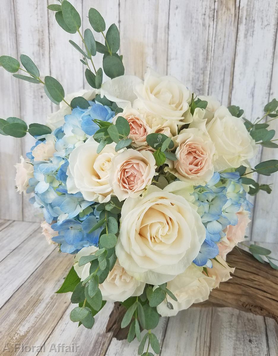 BB1461-Blue, Ivory and Blush Bridal Bouquet