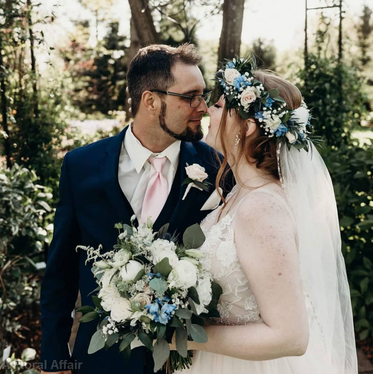 BB1525-White and Blue Brides Bouquet