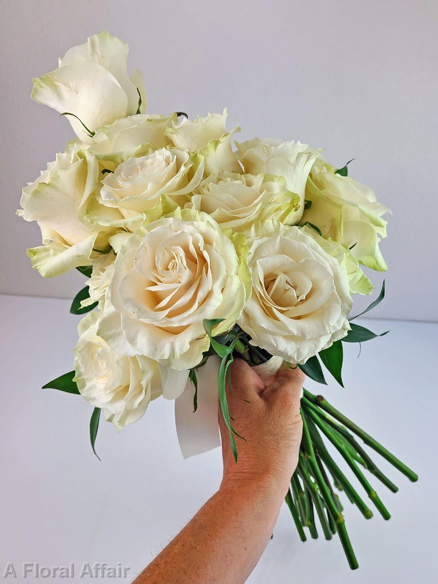 BB1553-Classic Hand Tied Mondile Rose Brides Bouquet