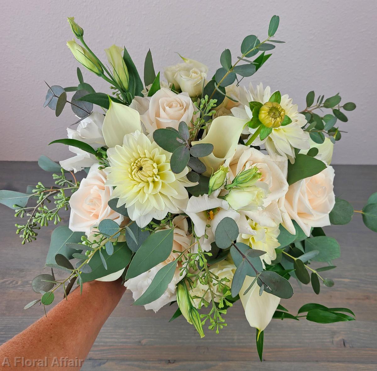 BB1574-Summer White and Green Brides Bouquet