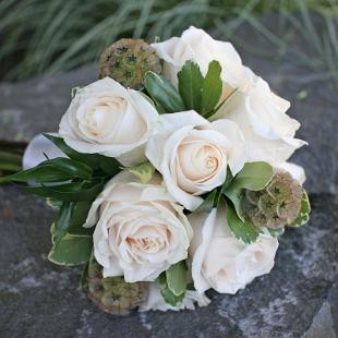 BB0614- Ivory Rose and Scabiosa Pod Bridal Bouquet