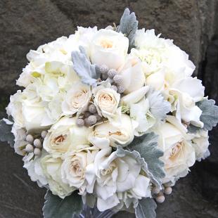 BB0855-White and Silver Brides Bouquet