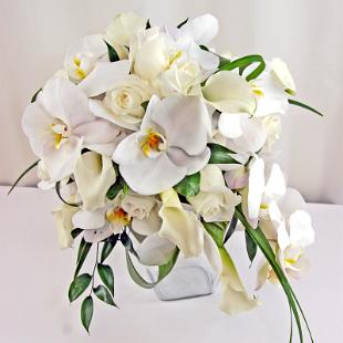 BB0866-White Phalaenopsis Cascadeing Bouquet