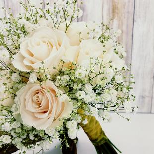 BB1351-Baby's Breath and Ivory Rose Wedding Bouquets