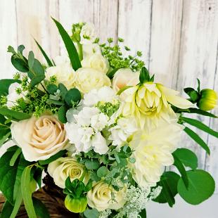 BB1397-Small Relaxed White and Green Wedding Bouquet