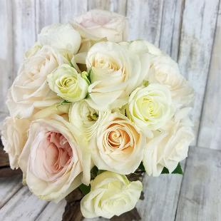 BB14094-Elegant All White Rose Brides Bouquet