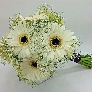 BB1409White Gerbera Daisy and Baby's Breath Bouquet