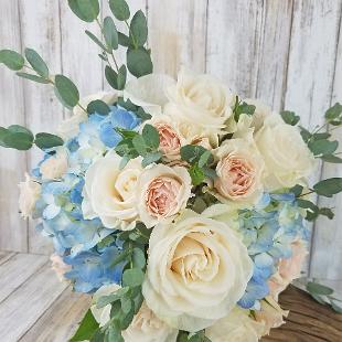 BB1461-Blue, Ivory and Blush Bridal Bouquet