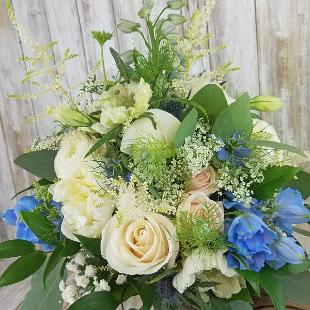 BB1475-Light Blue, Blush and White Brides Bouquet