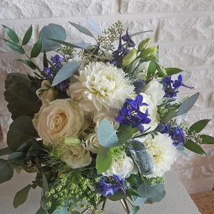 BB1504-Royal Blue and White Summer Brides Bouquet