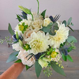 BB1573-White Dahlia Wedding Bouquet
